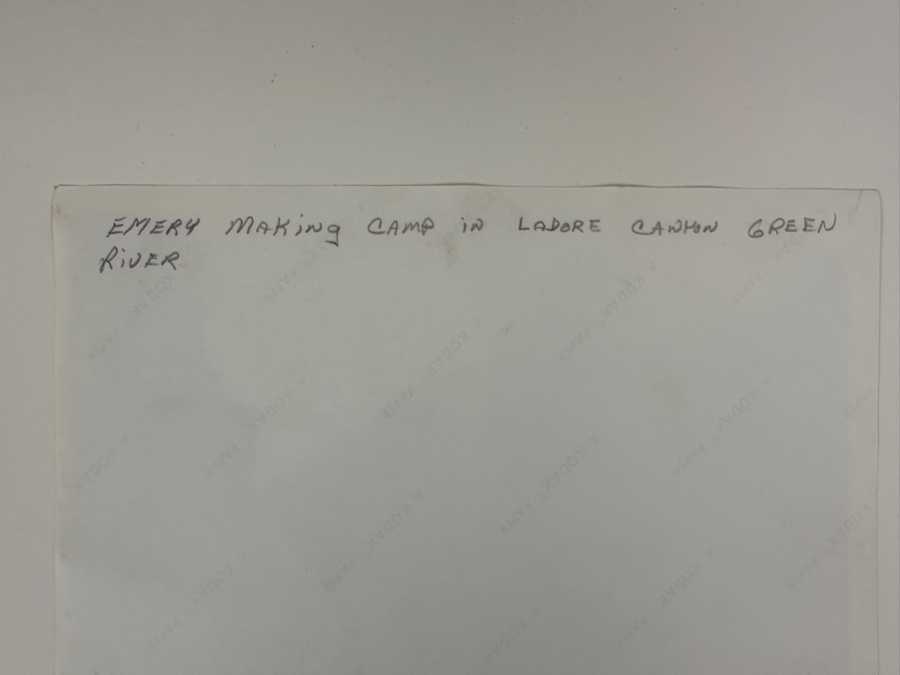 Kolb Brothers' Photography Studio On The South Rim Of The Grand Canyon Photograph Titled 'Emery Making Camp In Ladore Canyon Green River' Stamped On Verso Emery C. Kolb 8 X 10 [Photo 11]