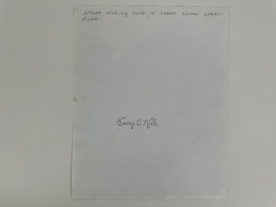 Kolb Brothers' Photography Studio On The South Rim Of The Grand Canyon Photograph Titled 'Emery Making Camp In Ladore Canyon Green River' Stamped On Verso Emery C. Kolb 8 X 10 [Photo 9]