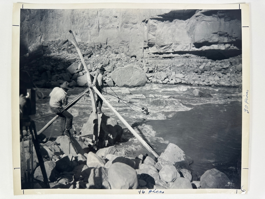 Kolb Brothers' Photography Studio On The South Rim Of The Grand Canyon Photograph Titled '1 Of A Series Of 3 1921 Geological Survey Expedition. Boat On Rocks' 10 X 8