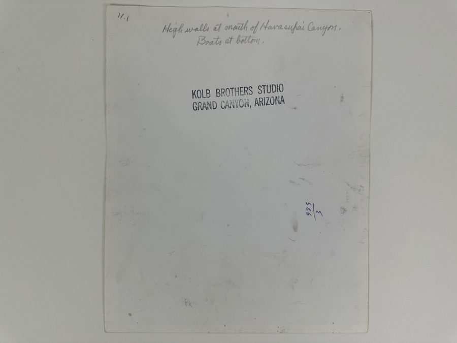 Kolb Brothers' Photography Studio On The South Rim Of The Grand Canyon Photograph Titled 'High Walls At Mouth Of Havasupai Canyon' 8 X 10 [Photo 8]