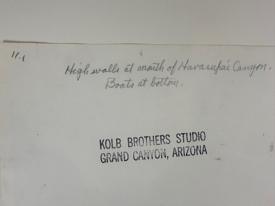 Kolb Brothers' Photography Studio On The South Rim Of The Grand Canyon Photograph Titled 'High Walls At Mouth Of Havasupai Canyon' 8 X 10 [Photo 9]