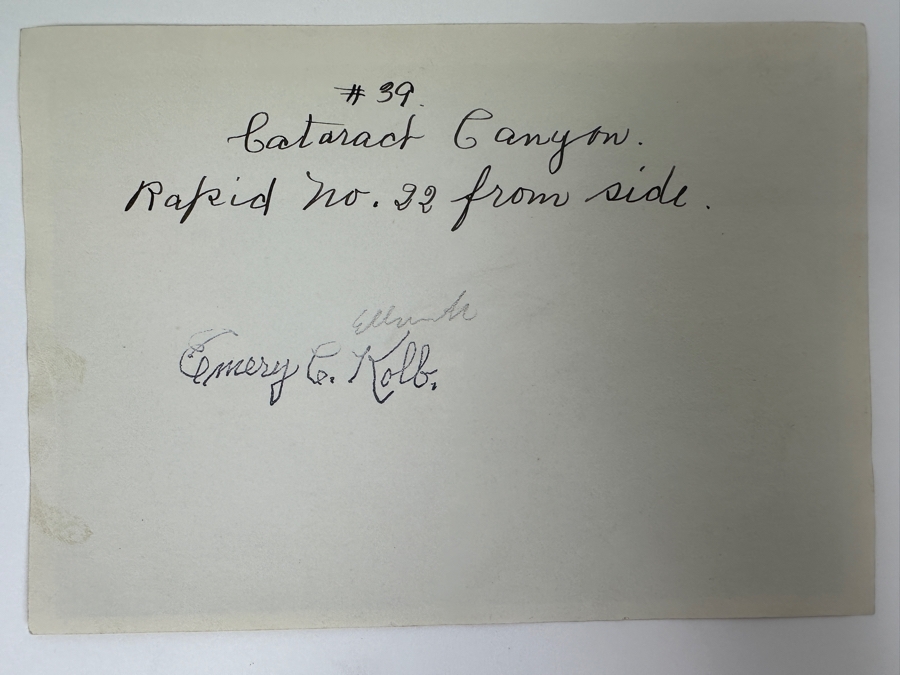 Kolb Brothers' Photography Studio On The South Rim Of The Grand Canyon Photograph Stamped On Verso Emery C. Kolb - Cataract Canyon Rapid No. 22 Of Colorado River From Side 7 X 5 [Photo 6]