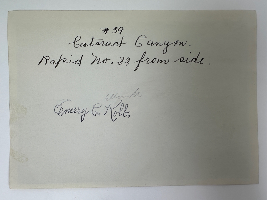 Kolb Brothers' Photography Studio On The South Rim Of The Grand Canyon Photograph Stamped On Verso Emery C. Kolb - Cataract Canyon Rapid No. 22 Of Colorado River From Side 7 X 5 [Photo 7]