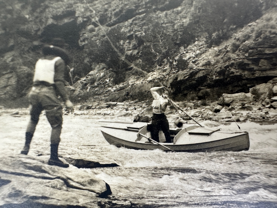 Kolb Brothers' Photography Studio On The South Rim Of The Grand Canyon Photograph Stamped On Verso Emery C. Kolb - Red Canyon. Boat Grounded. Throwing Rope To Man On Shore 7 X 5 [Photo 3]