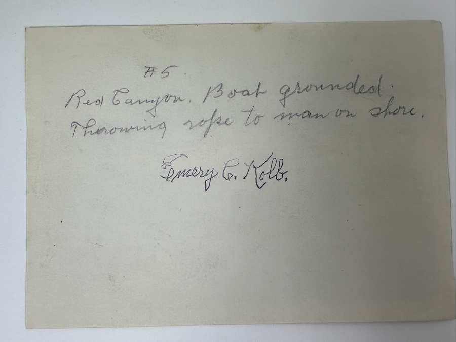 Kolb Brothers' Photography Studio On The South Rim Of The Grand Canyon Photograph Stamped On Verso Emery C. Kolb - Red Canyon. Boat Grounded. Throwing Rope To Man On Shore 7 X 5 [Photo 6]