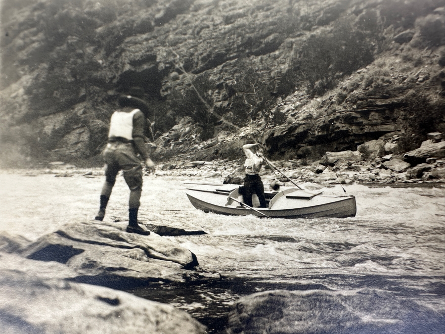 Kolb Brothers' Photography Studio On The South Rim Of The Grand Canyon Photograph Stamped On Verso Emery C. Kolb - Red Canyon. Boat Grounded. Throwing Rope To Man On Shore 7 X 5 [Photo 2]