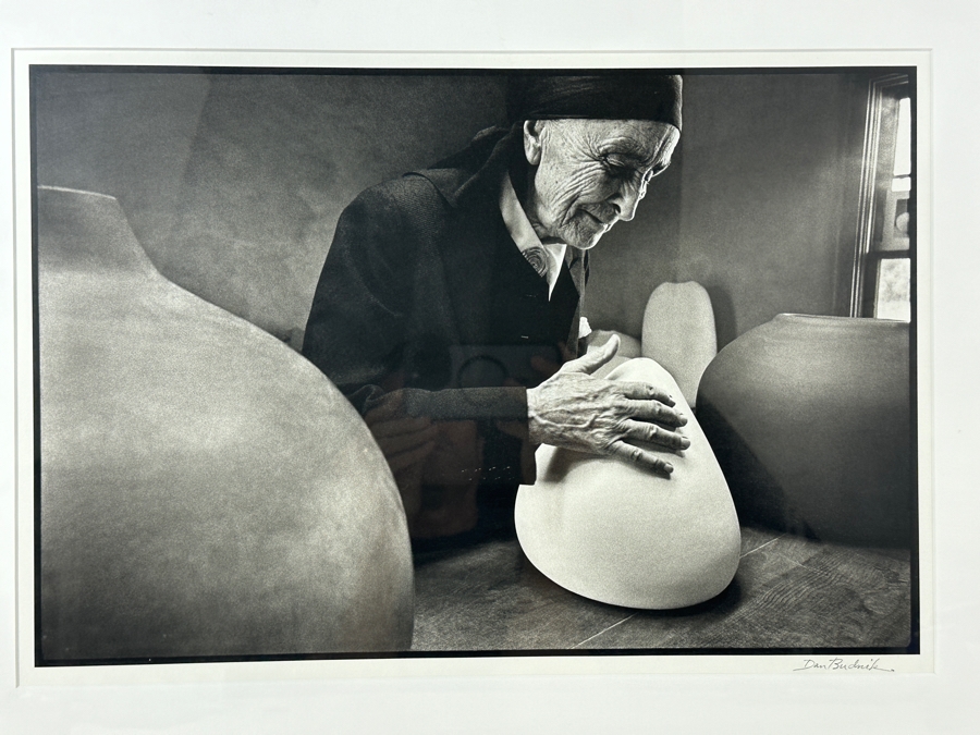 Dan Budnik (1933-2020, American) Signed Gelatin Silver Print Photograph Of Georgia O'Keeffe At Ghost Ranch With Pots By Juan Hamilton, New Mexico 1975 18 X 13 Estimate $4,000-$6,000