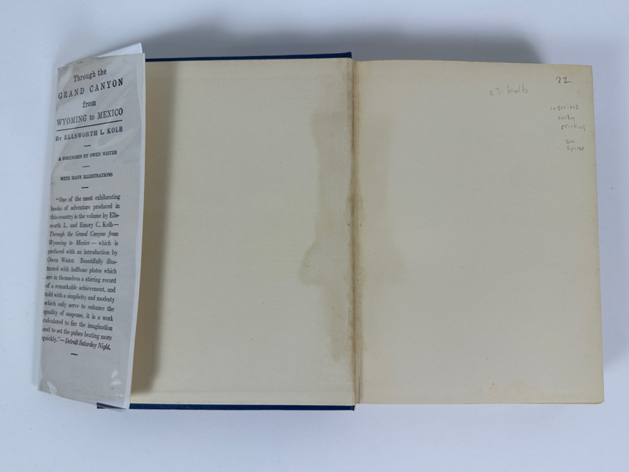 Signed Hardcover Book 1938 Printing Through The Grand Canyon From Wyoming To Mexico Signed By Ellsworth L. Kolb [Photo 5]