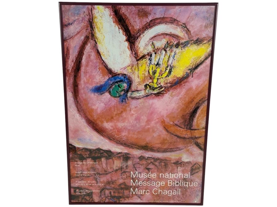 Vintage Framed Marc Chagall Exhibition Poster Musee National Message Biblique - The Marc Chagall National Museum (Chagall Biblical Message) 16 X 23.5 [Photo 1]