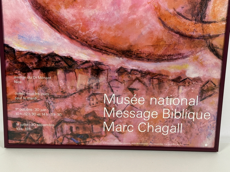 Vintage Framed Marc Chagall Exhibition Poster Musee National Message Biblique - The Marc Chagall National Museum (Chagall Biblical Message) 16 X 23.5 [Photo 4]