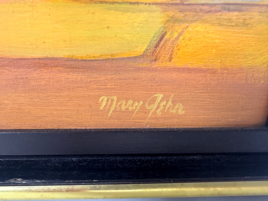 Mary Gehr (1910-1997, American) Original Modernist Acrylic Painting Titled 'Tigani: Island Of Samos Greece' 21 X 19 [Photo 6]