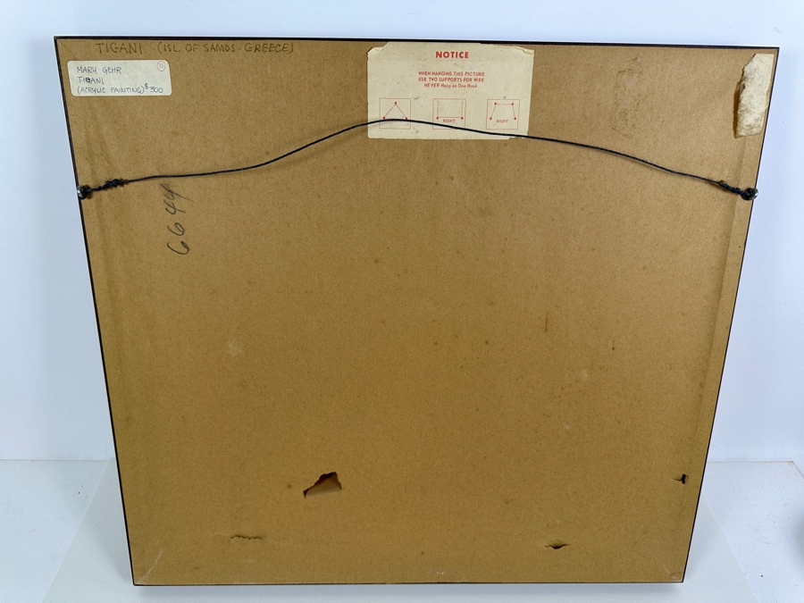 Mary Gehr (1910-1997, American) Original Modernist Acrylic Painting Titled 'Tigani: Island Of Samos Greece' 21 X 19 [Photo 11]