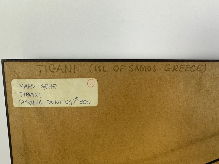 Mary Gehr (1910-1997, American) Original Modernist Acrylic Painting Titled 'Tigani: Island Of Samos Greece' 21 X 19 [Photo 12]