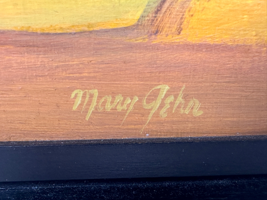 Mary Gehr (1910-1997, American) Original Modernist Acrylic Painting Titled 'Tigani: Island Of Samos Greece' 21 X 19 [Photo 7]