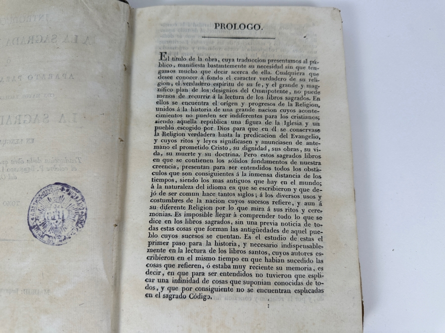 Antique 1825 Hardcover Book Introduction To The Holy Scripture The Device for Understanding With Greater Ease And Clarity The Holy Bible Volume One Madrid With Maps And Illustrations - See Photos [Photo 9]
