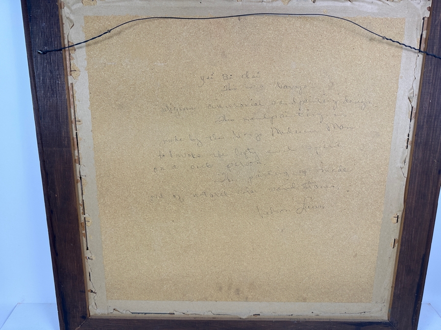 Vintage Nelson Lewis Sand Painting That Won An Award At The 1975 American Indian Western Relic Show And Sale In Los Angeles 24 X 24 Framed 30 X 30 [Photo 11]