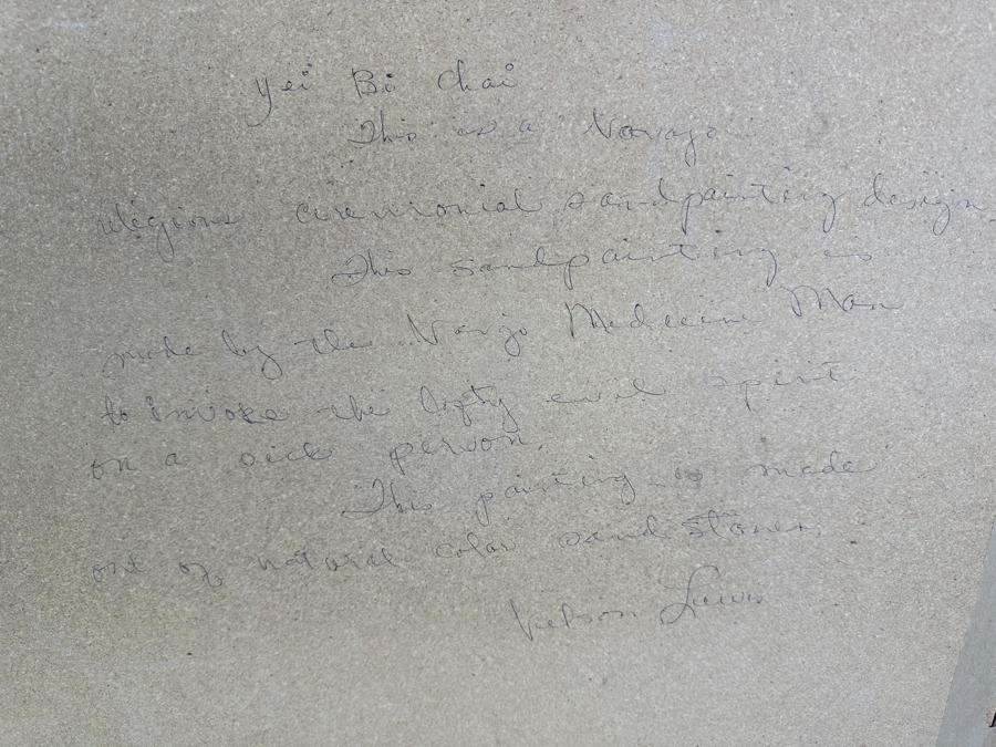 Vintage Nelson Lewis Sand Painting That Won An Award At The 1975 American Indian Western Relic Show And Sale In Los Angeles 24 X 24 Framed 30 X 30 [Photo 13]