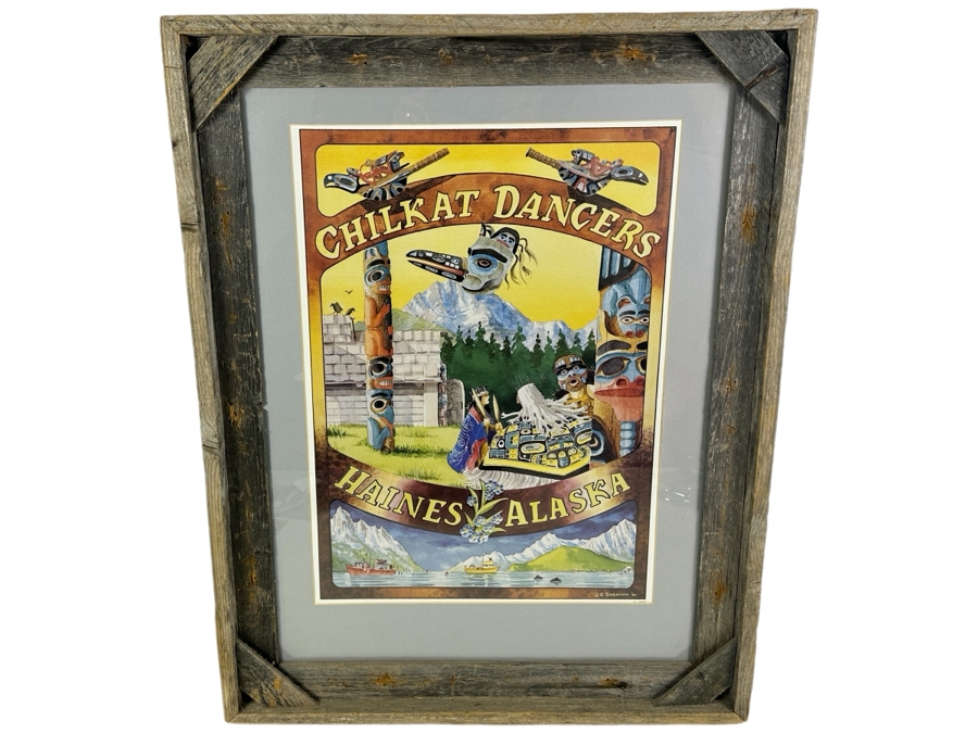 Vintage 1987 J. E. Svenson Chilkat Dancers Haines Alaska Poster Framed 22 X 28 [Photo 1]