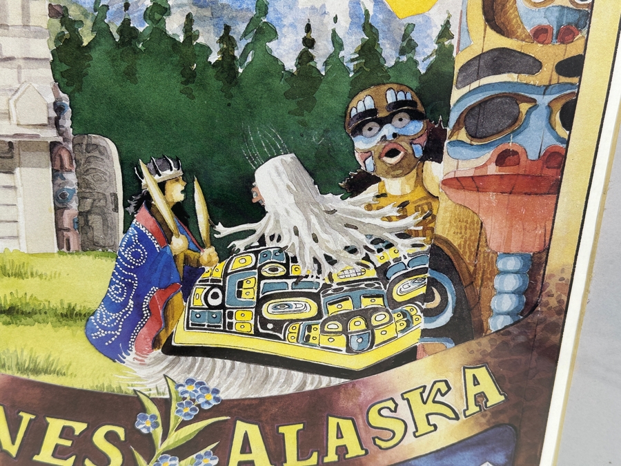 Vintage 1987 J. E. Svenson Chilkat Dancers Haines Alaska Poster Framed 22 X 28 [Photo 5]