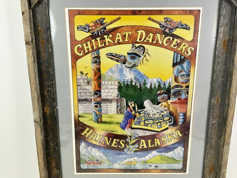 Vintage 1987 J. E. Svenson Chilkat Dancers Haines Alaska Poster Framed 22 X 28 [Photo 2]