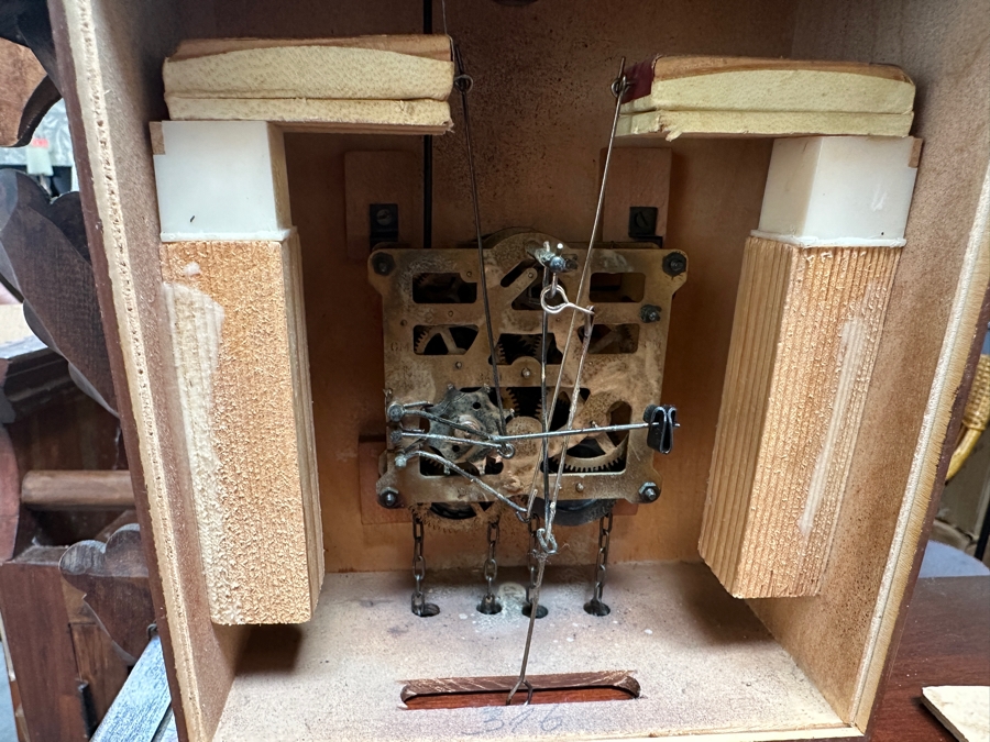 Vintage German Carved Wooden Cuckoo Clock Hunter Style - Needs Servicing 24'H [Photo 9]