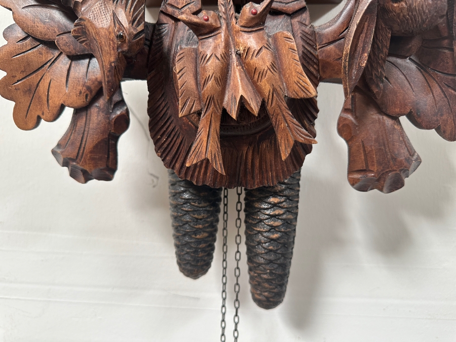 Vintage German Carved Wooden Cuckoo Clock Hunter Style - Needs Servicing 24'H [Photo 8]