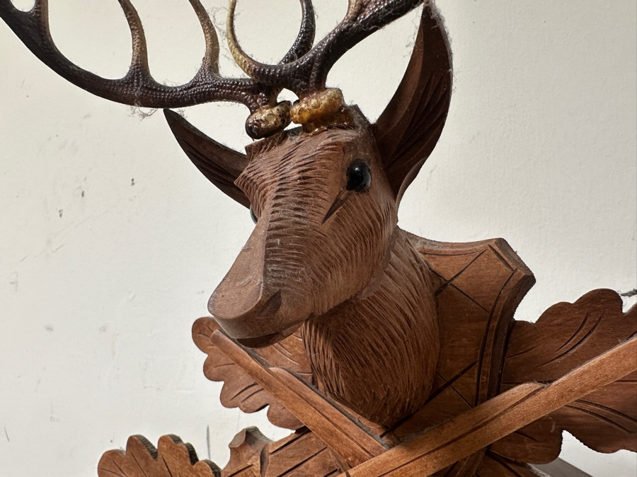 Vintage German Carved Wooden Cuckoo Clock Hunter Style - Needs Servicing 24'H [Photo 6]