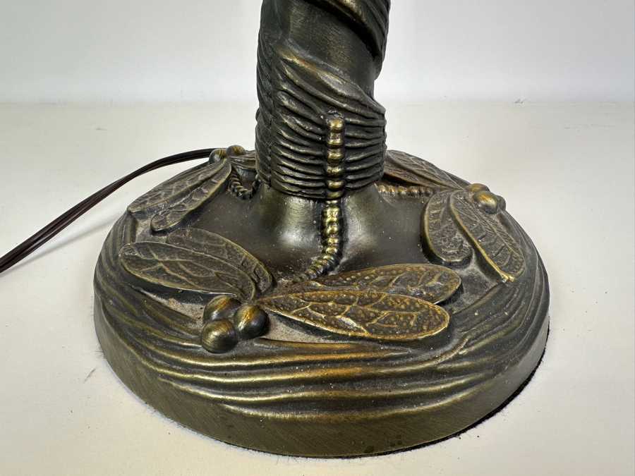 Tiffany Style Stained Glass Dragonfly Metal Lamp 24H [Photo 4]