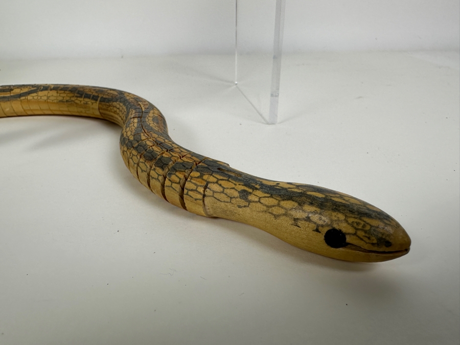 Vintage Wooden Monkey Puppet 16L And Wooden Articulated Snake 19L [Photo 5]