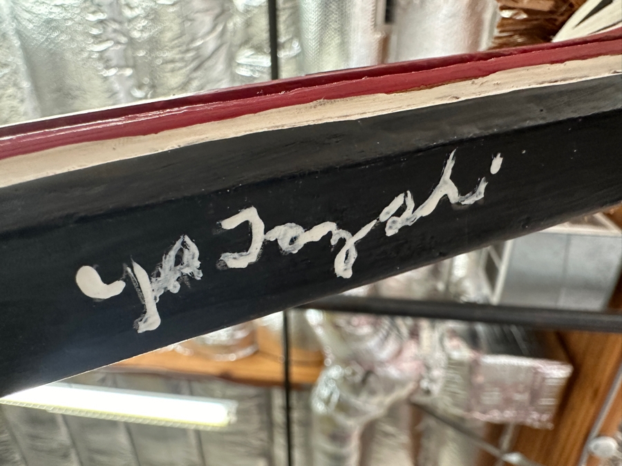 Tlingit Raven Ceremonial Dance Clapper Mask Made Of Wood & Raffia Pacific Northwest Coast Artist Signed With Stand And Photo Of Artist 24'L Estimate $2,000 [Photo 11]