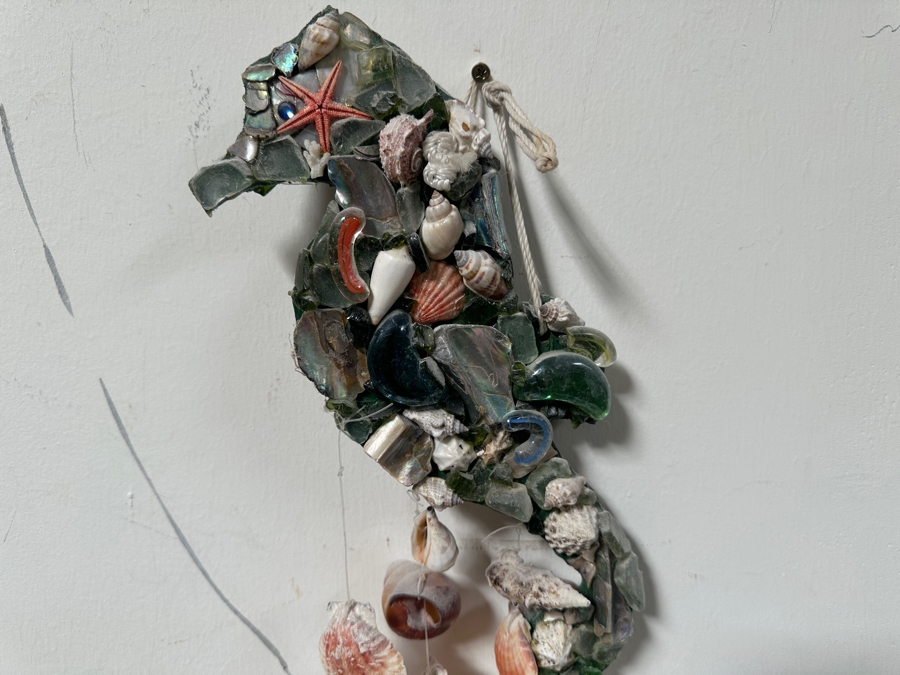 Organic Seashell Wind Chime With Seahorse 31H [Photo 6]
