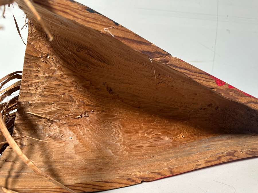 Tlingit Wolf Carved Wooden Hand-painted Ceremonial Dance Mask With Raffia Hair Pacific Northwest Coast 26'L X 10'D X 12'H Estimate $4,000 [Photo 12]