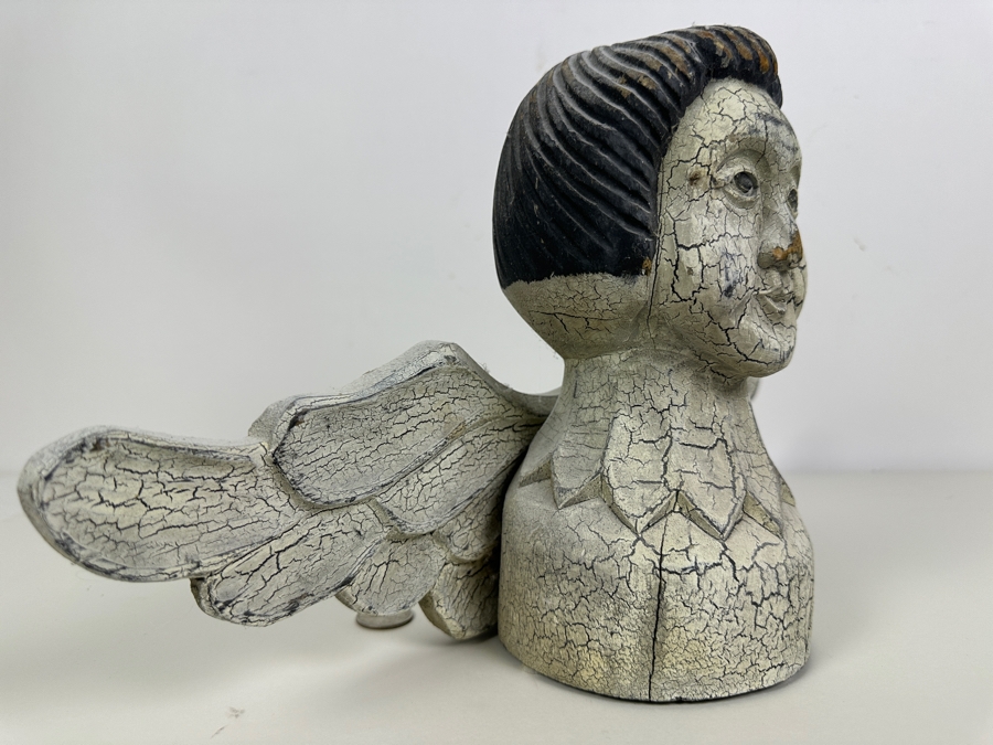 Vintage Primitive Hand Carved Wood Angel Bust 16'W x 5'D x 9'H [Photo 5]