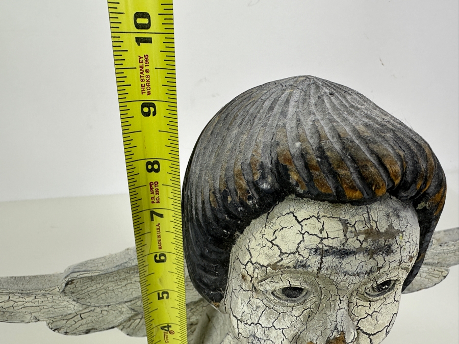 Vintage Primitive Hand Carved Wood Angel Bust 16'W x 5'D x 9'H [Photo 8]