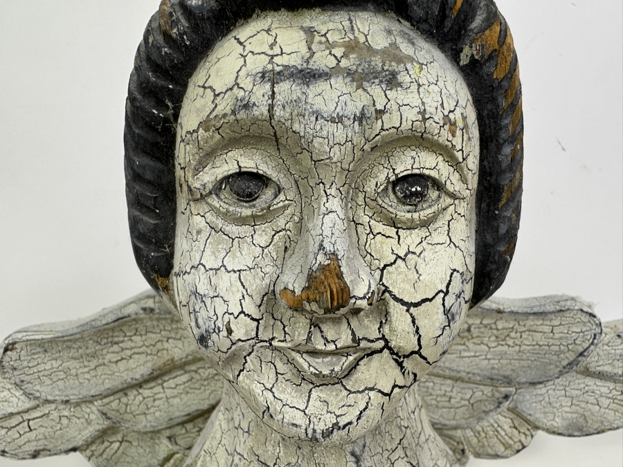 Vintage Primitive Hand Carved Wood Angel Bust 16'W x 5'D x 9'H [Photo 4]