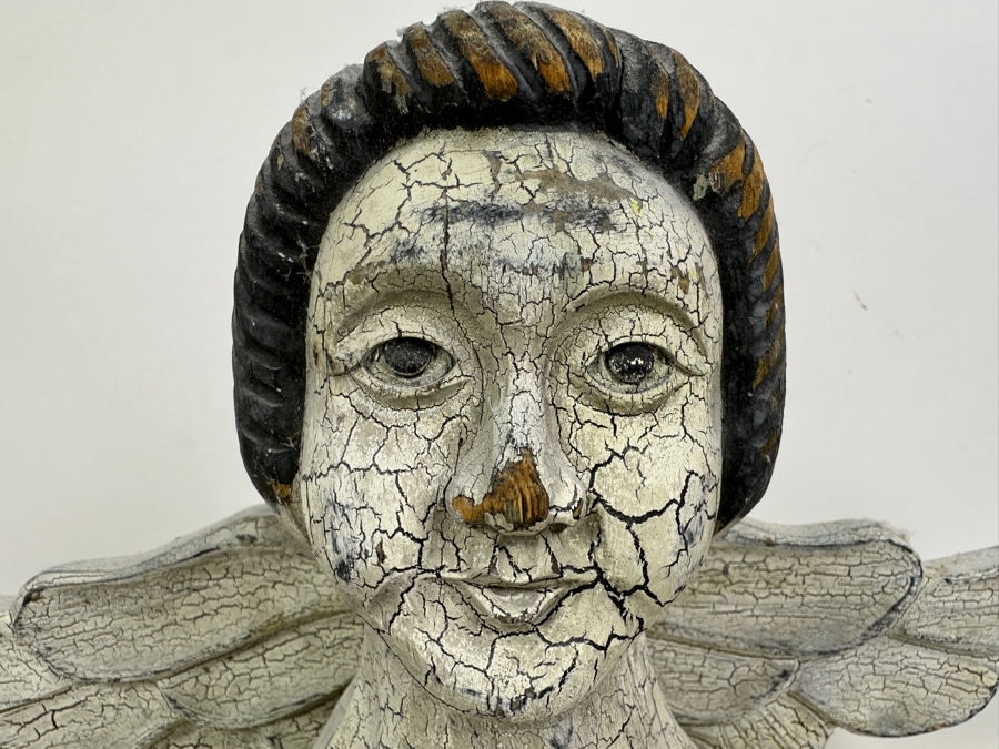 Vintage Primitive Hand Carved Wood Angel Bust 16'W x 5'D x 9'H [Photo 2]