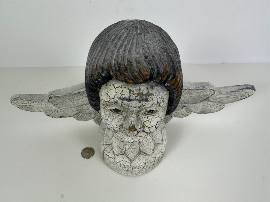Vintage Primitive Hand Carved Wood Angel Bust 16'W x 5'D x 9'H [Photo 3]