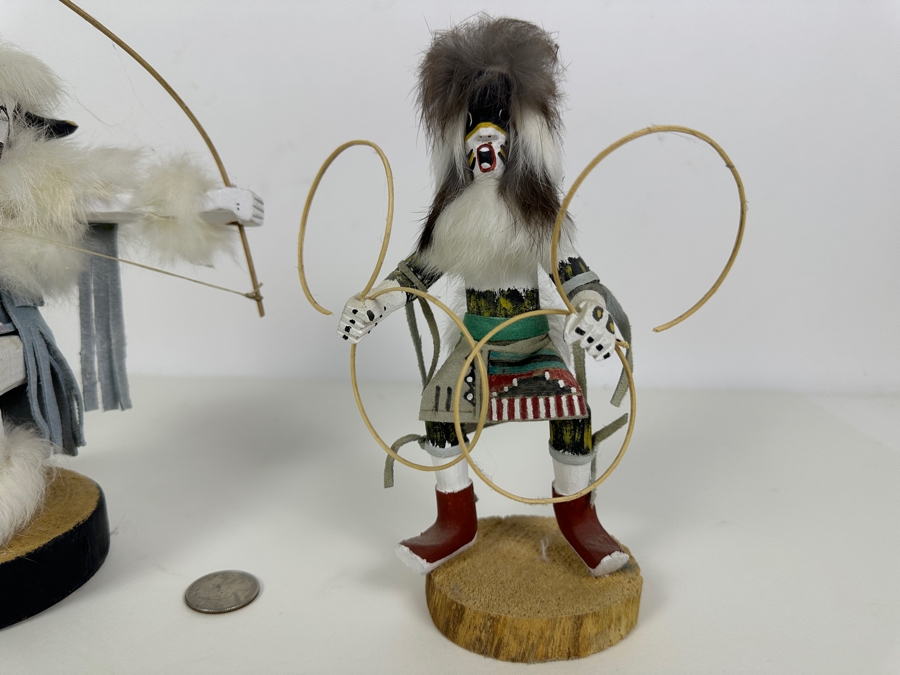 Pair Of Vintage Kachina Dolls: Navajo By S. Yazzie And Hoop By Long [Photo 2]