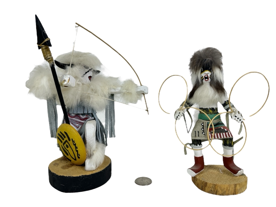 Pair Of Vintage Kachina Dolls: Navajo By S. Yazzie And Hoop By Long