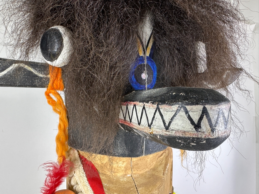 Vintage Large Hopi Buffalo Kachina Doll One Piece Wood Carving Polychrome 37'H Estimate $8,500 [Photo 5]