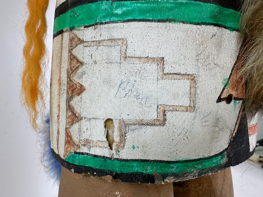 Vintage Large Hopi Buffalo Kachina Doll One Piece Wood Carving Polychrome 37'H Estimate $8,500 [Photo 13]