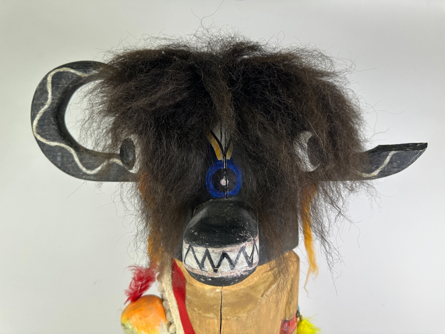 Vintage Large Hopi Buffalo Kachina Doll One Piece Wood Carving Polychrome 37'H Estimate $8,500 [Photo 4]