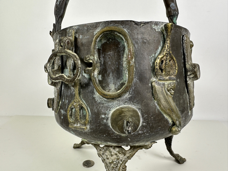 Just Added - Handmade Copper Pot With Brass Ornamentation 10W X 15H [Photo 10]