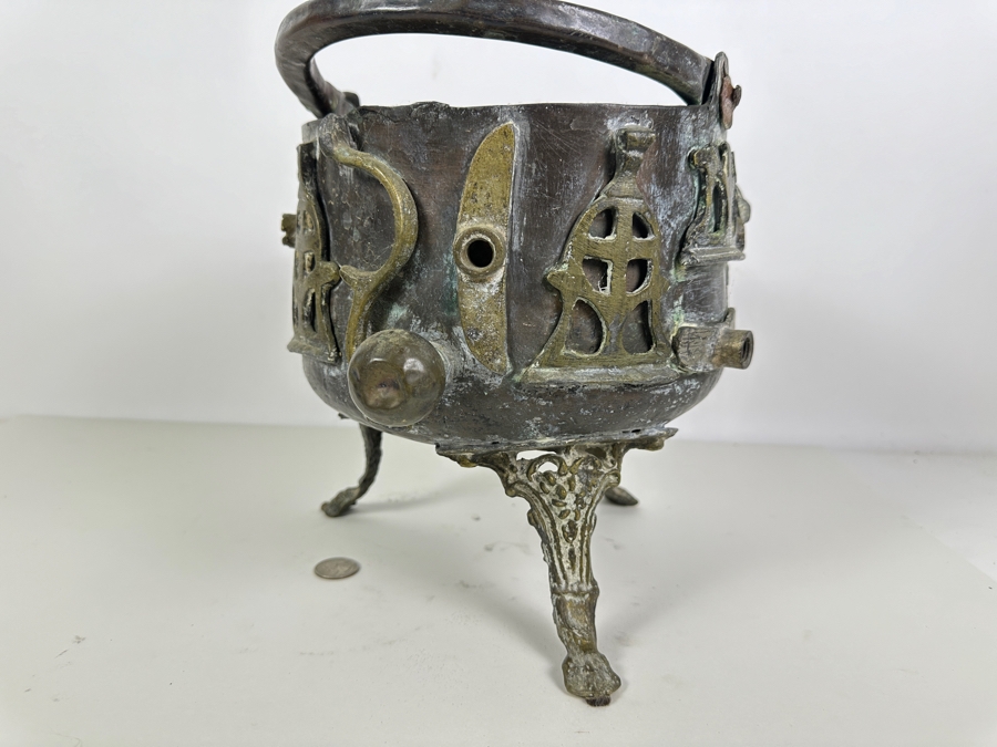 Just Added - Handmade Copper Pot With Brass Ornamentation 10W X 15H [Photo 5]