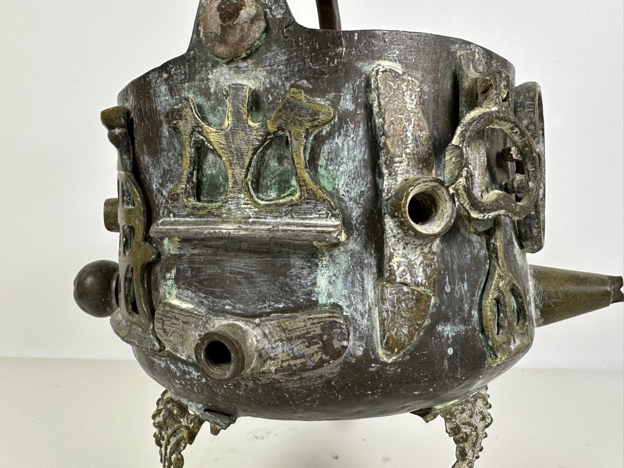 Just Added - Handmade Copper Pot With Brass Ornamentation 10W X 15H [Photo 8]