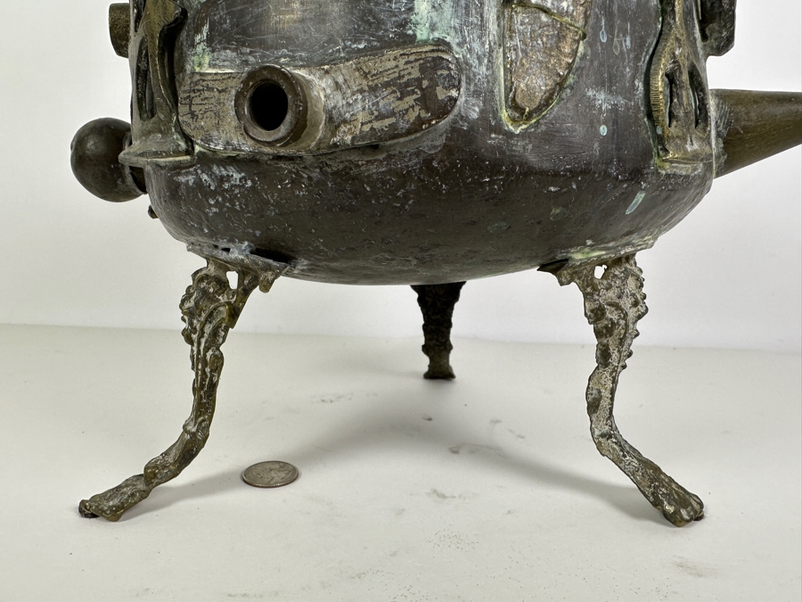 Just Added - Handmade Copper Pot With Brass Ornamentation 10W X 15H [Photo 9]