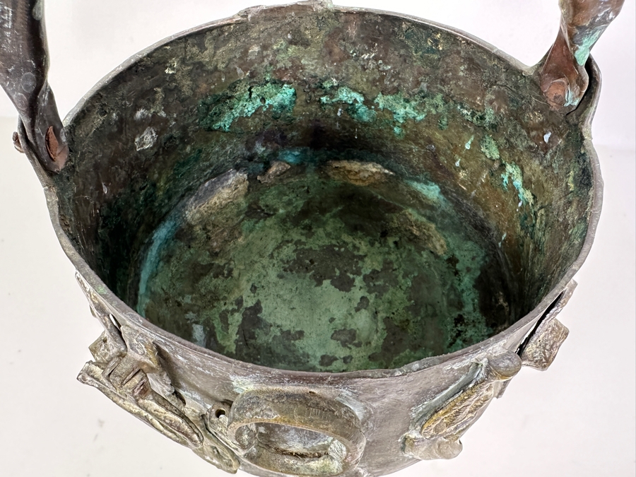 Just Added - Handmade Copper Pot With Brass Ornamentation 10W X 15H [Photo 11]