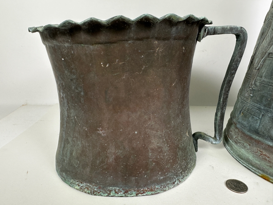 Just Added - Pair Of Vintage Copper Vessels 17H & 7.5H [Photo 4]
