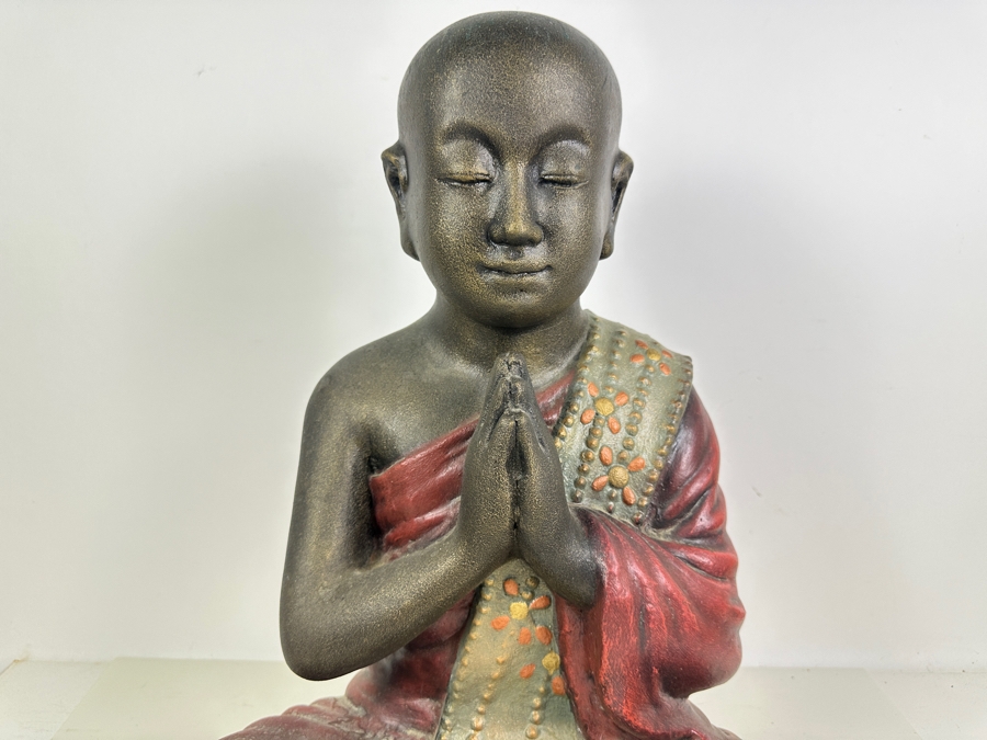 Vintage Ceramic Hand Painted Tibetan Monk 16'W x 9'D x 21'H [Photo 3]