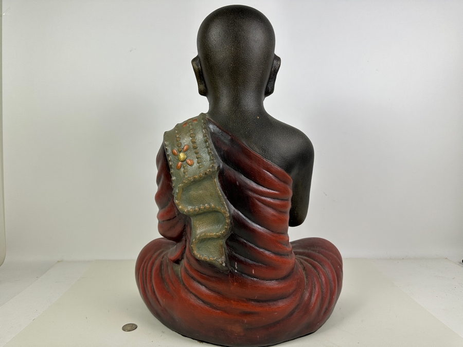 Vintage Ceramic Hand Painted Tibetan Monk 16'W x 9'D x 21'H [Photo 6]